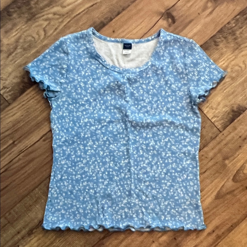 Girl’s Blue & White Floral Tee Size 14/16